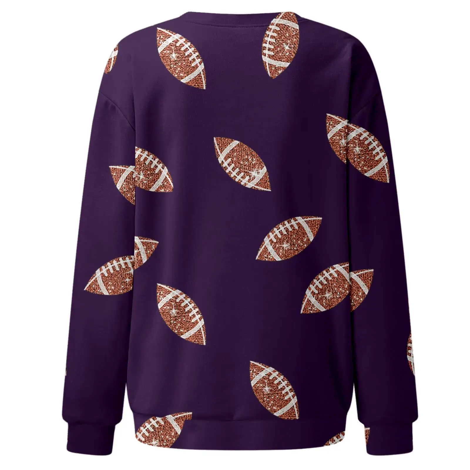 Brown Football Print Sweatshirt for Women — feature 21