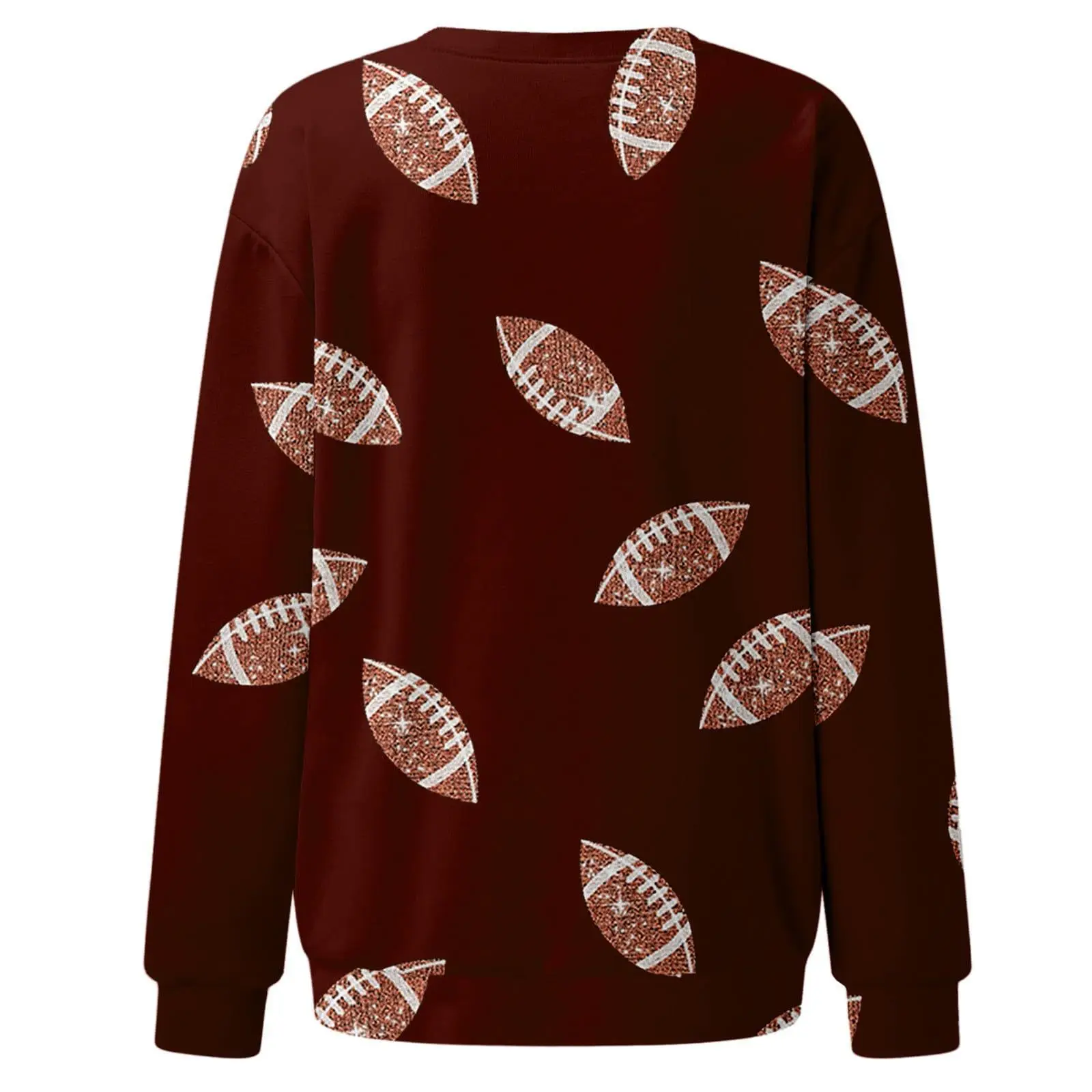 Brown Football Print Sweatshirt for Women — feature 22