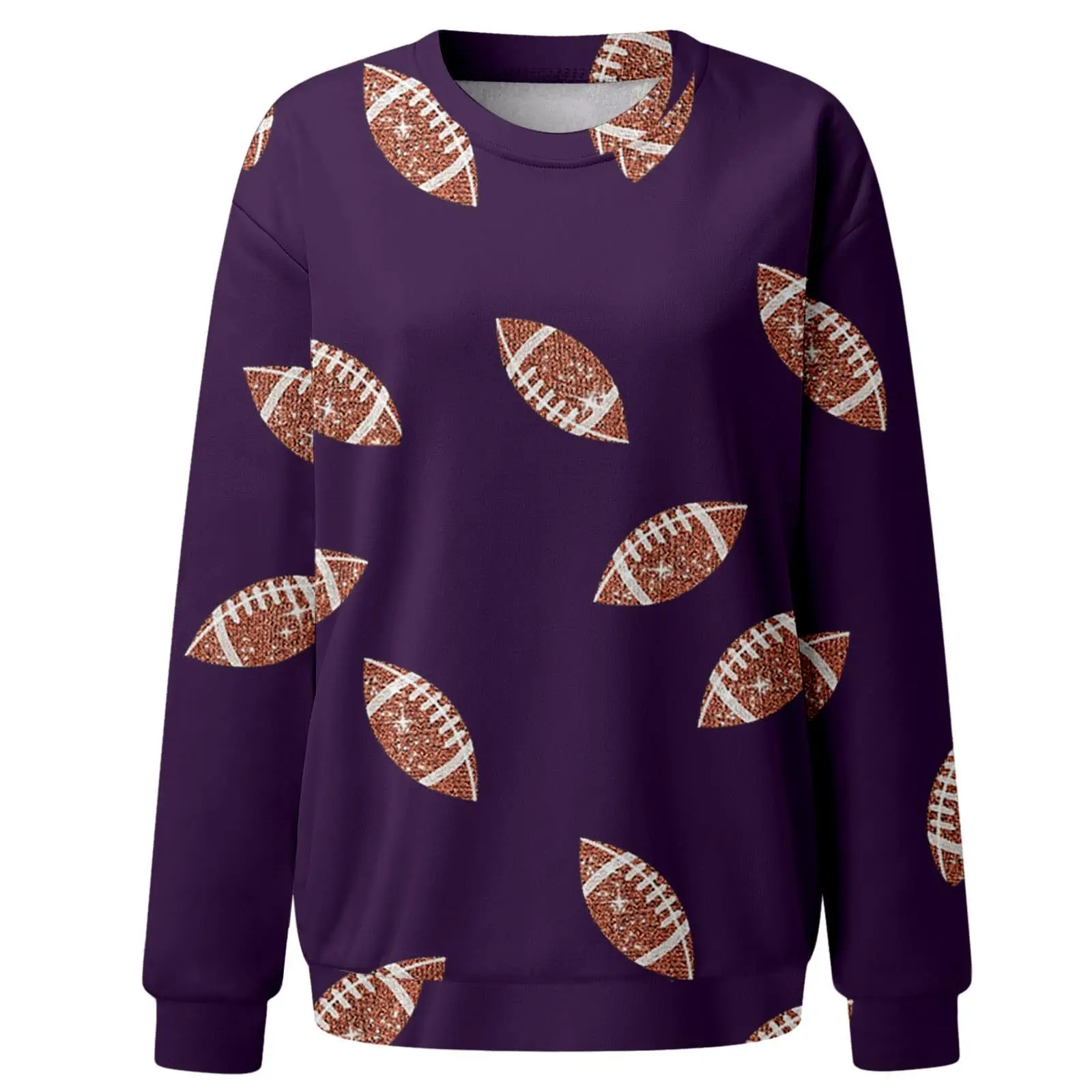 Brown Football Print Sweatshirt for Women — feature 23