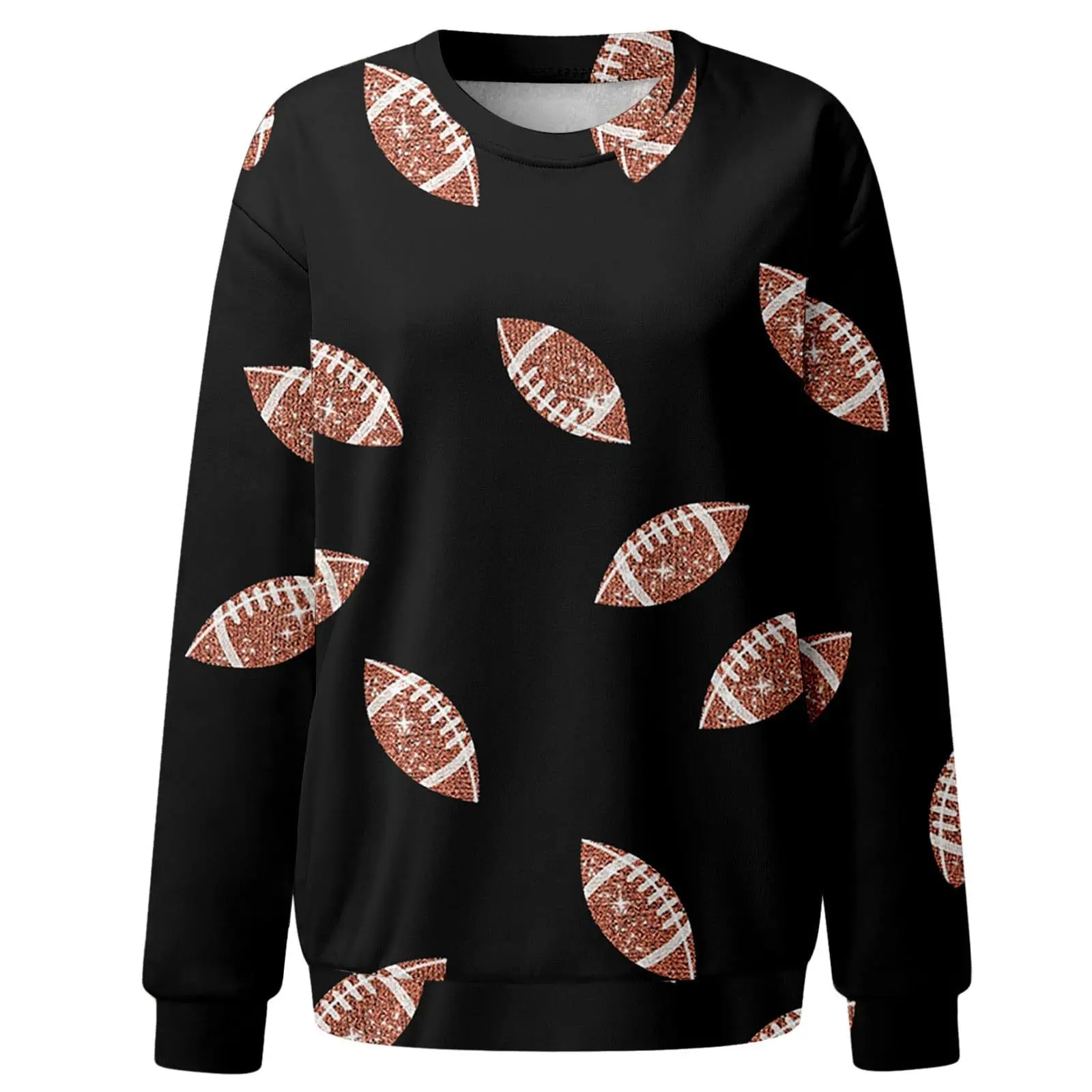 Brown Football Print Sweatshirt for Women — feature 24