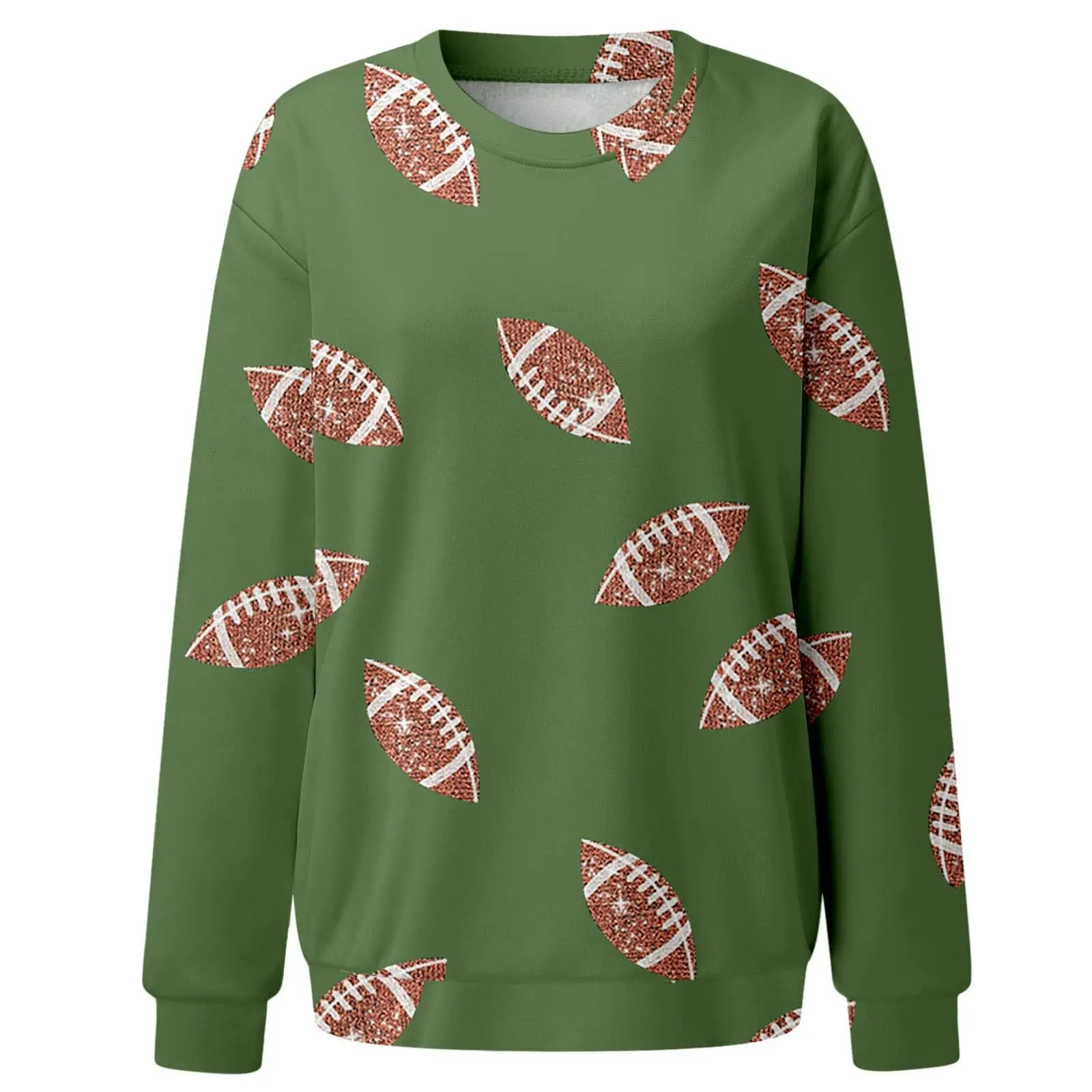 Brown Football Print Sweatshirt for Women — feature 25