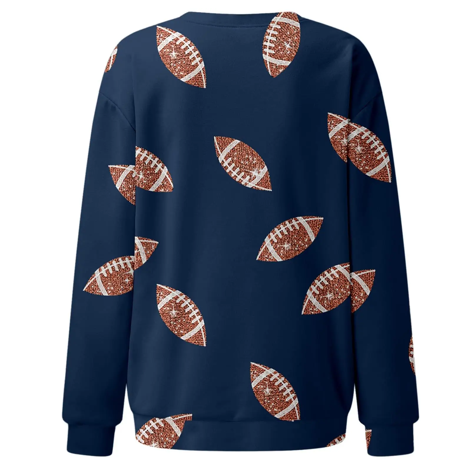 Brown Football Print Sweatshirt for Women — feature 26