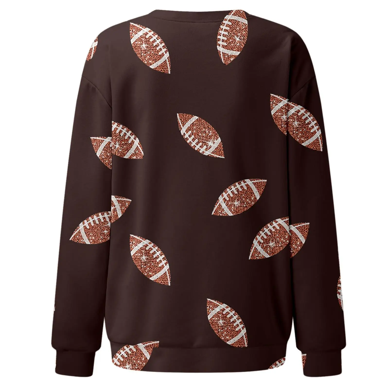 Brown Football Print Sweatshirt for Women — feature 31