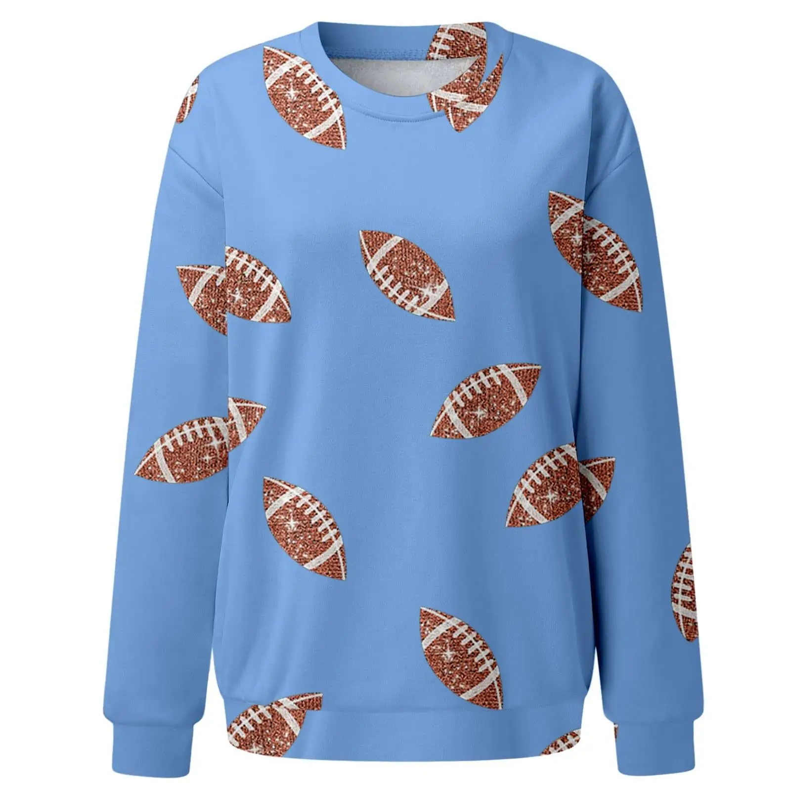Brown Football Print Sweatshirt for Women — feature 34
