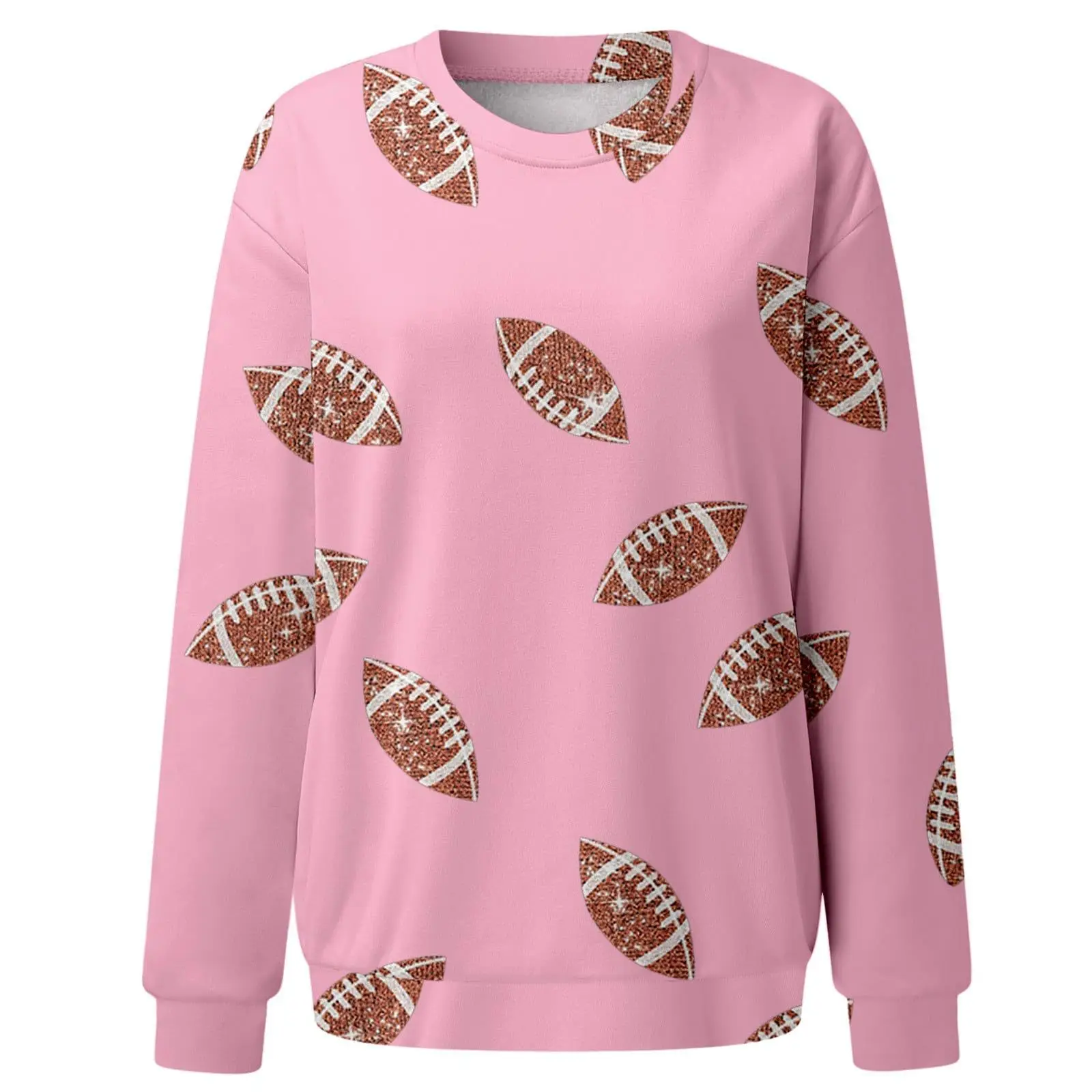 Brown Football Print Sweatshirt for Women — feature 35