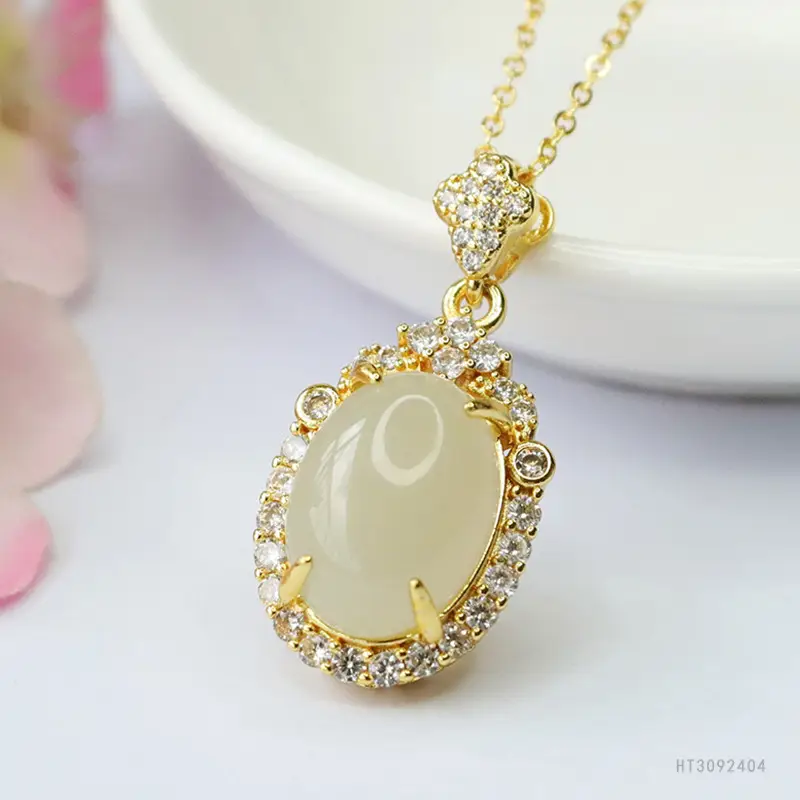 Guan Yu Hetian Jade Pendant Necklace for Women