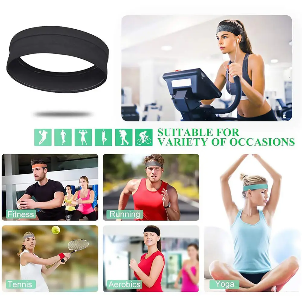 Grey Sweat-Resistant Yoga Hair Band - Image 10
