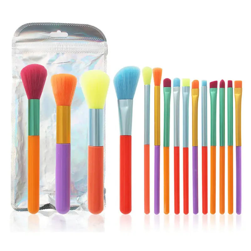 Rainbow Makeup Brush Set 15-Piece Beginner Eye Shadow Blush Set - Image 8