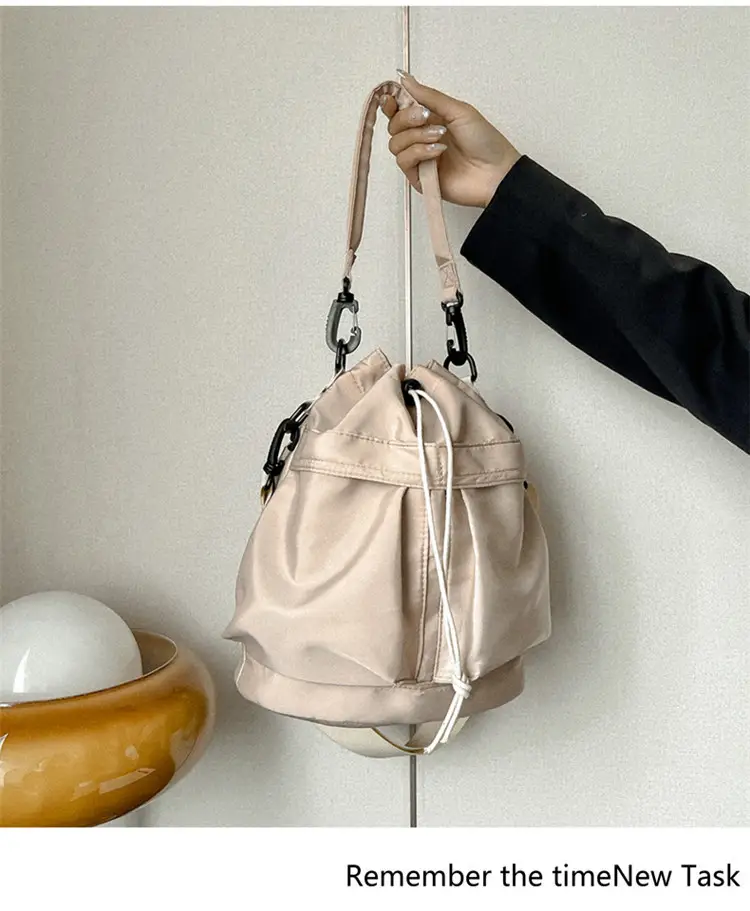 Korean Style Drawstring Shoulder Bag Olive Green Large Capacity — feature 12