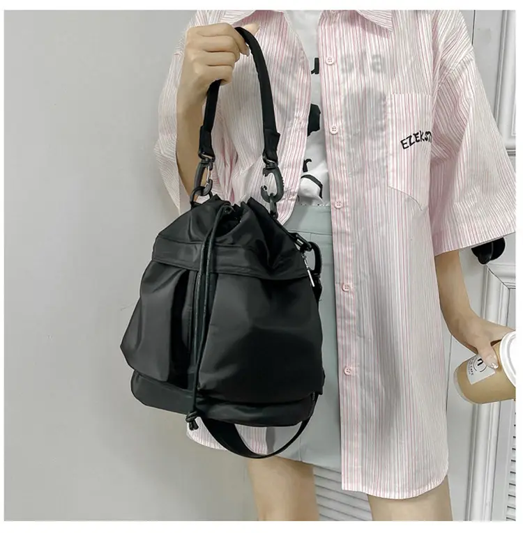Korean Style Drawstring Shoulder Bag Olive Green Large Capacity — feature 15