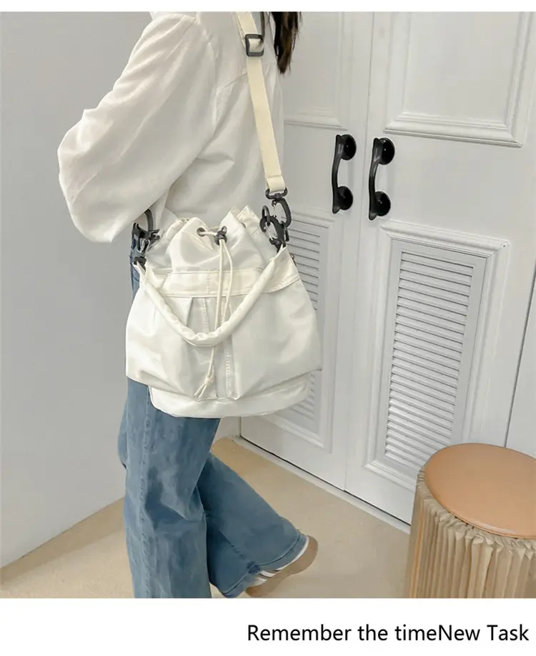Korean Style Drawstring Shoulder Bag Olive Green Large Capacity — feature 18