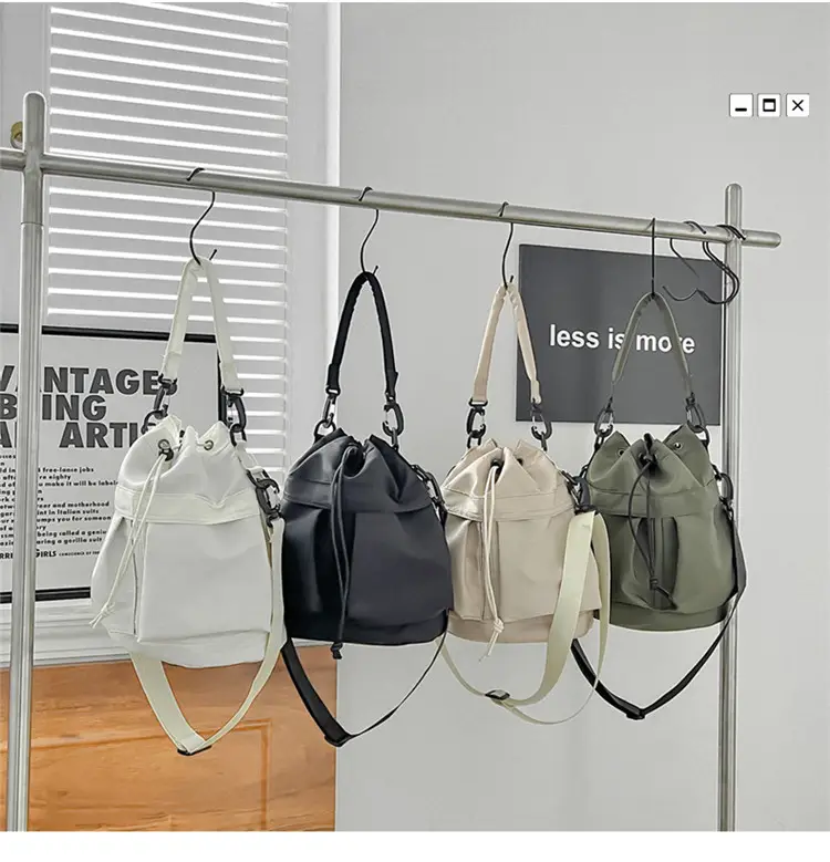 Korean Style Drawstring Shoulder Bag Olive Green Large Capacity — feature 23
