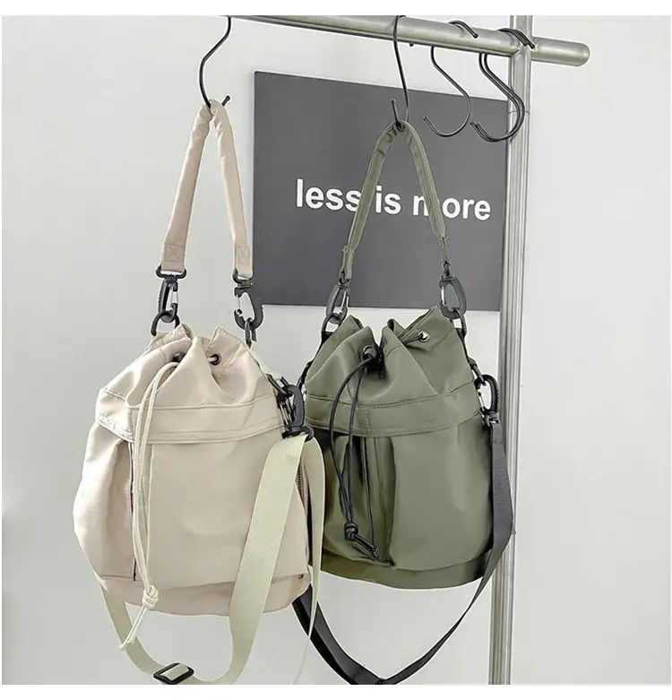 Korean Style Drawstring Shoulder Bag Olive Green Large Capacity — feature 25