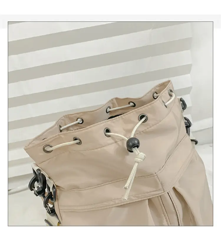 Korean Style Drawstring Shoulder Bag Olive Green Large Capacity — feature 38