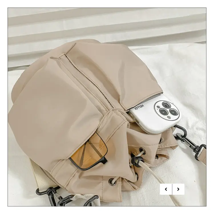 Korean Style Drawstring Shoulder Bag Olive Green Large Capacity — feature 39