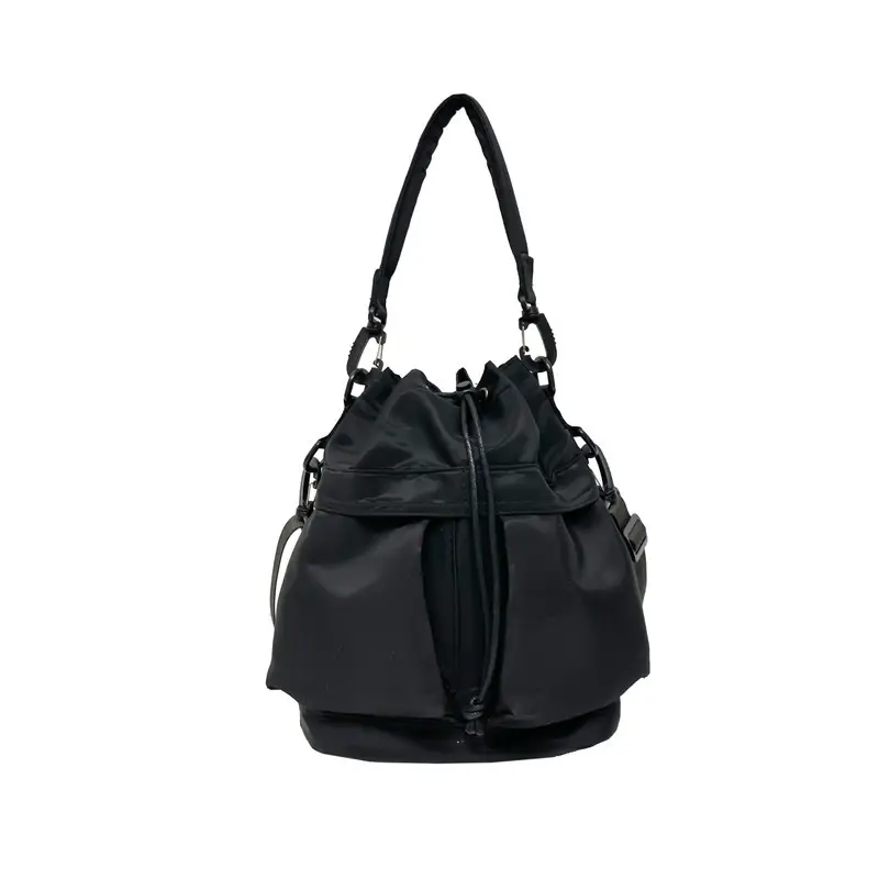 Korean Style Drawstring Shoulder Bag Olive Green Large Capacity - Image 2