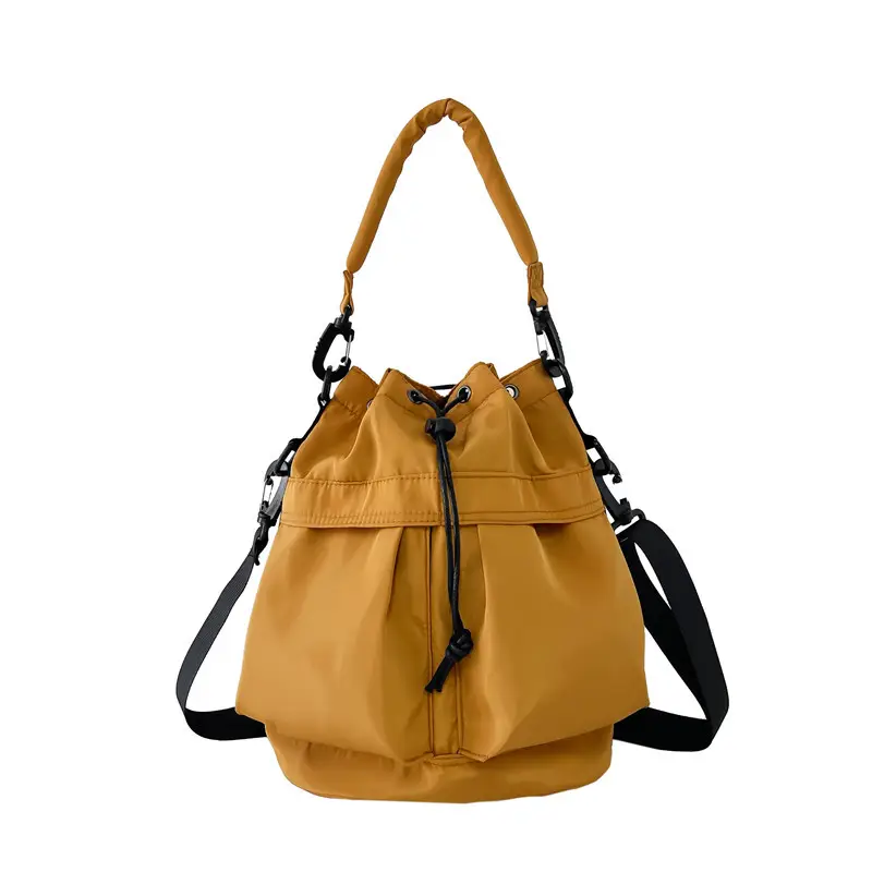 Korean Style Drawstring Shoulder Bag Olive Green Large Capacity - Image 5