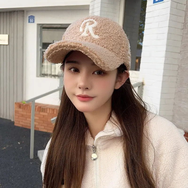 Women's Warm Beige Letter Cap Winter Casual Hat - Image 2
