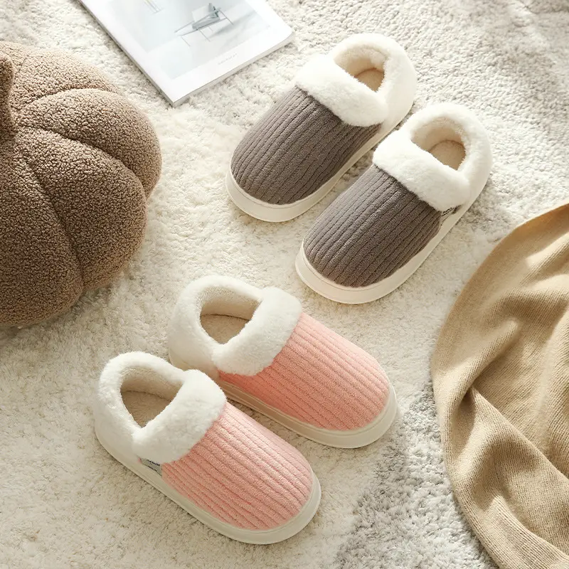 Women's cotton-padded slippers winter new indoor home simple women's winter plush warm cotton-padded shoes men's winter wholesale - Image 3