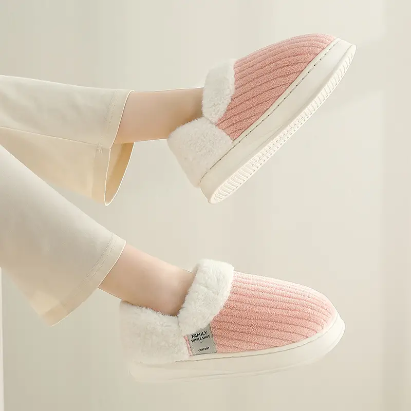 Women's cotton-padded slippers winter new indoor home simple women's winter plush warm cotton-padded shoes men's winter wholesale - Image 5