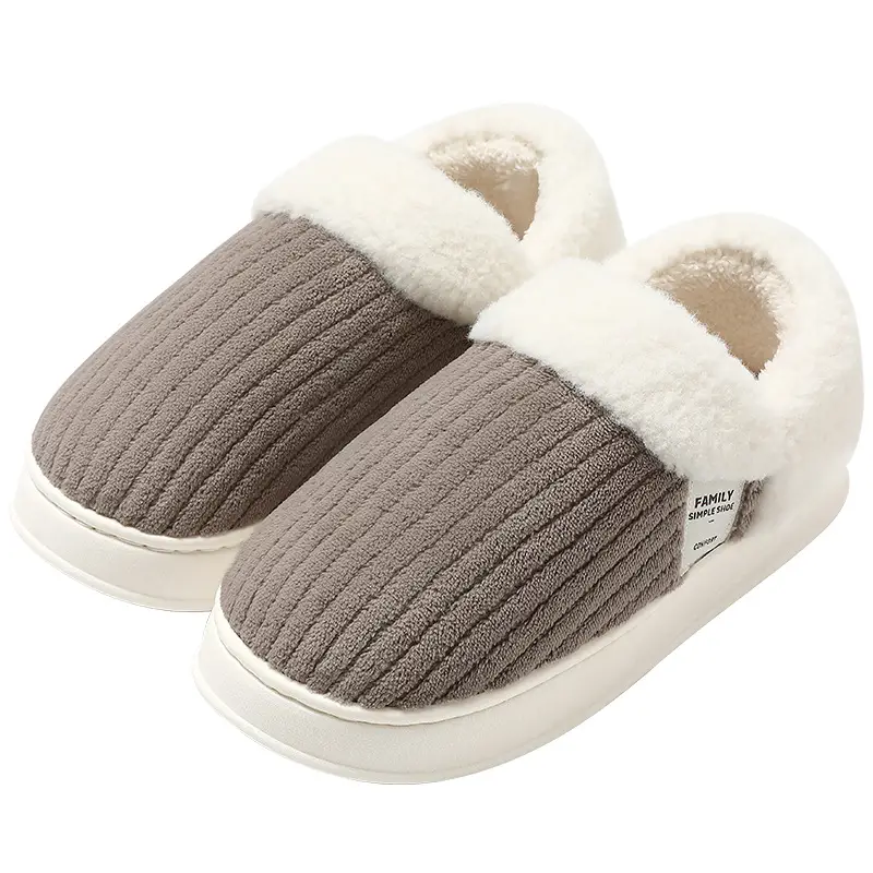 Women's cotton-padded slippers winter new indoor home simple women's winter plush warm cotton-padded shoes men's winter wholesale - Image 7