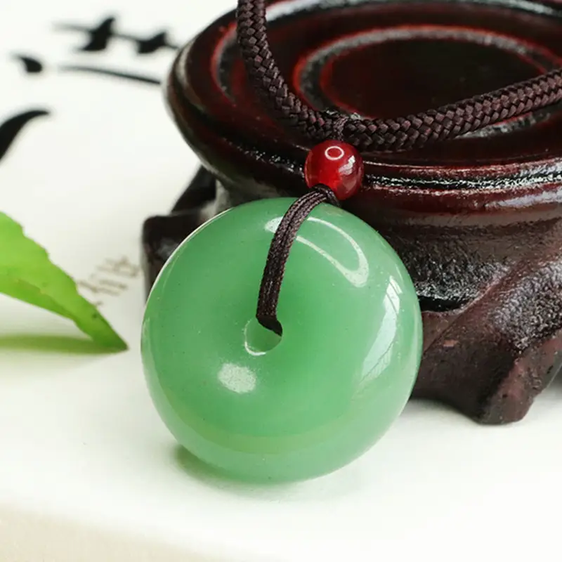 Green Jade Ping An Buckle Pendant Necklace