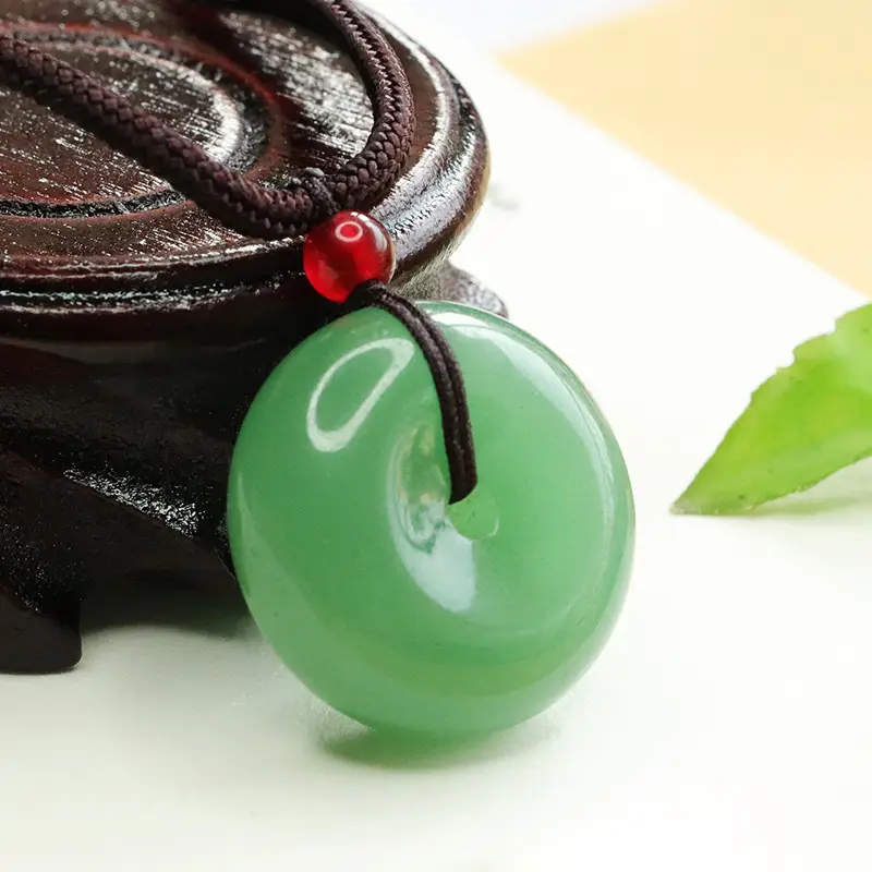 Green Jade Ping An Buckle Pendant Necklace
