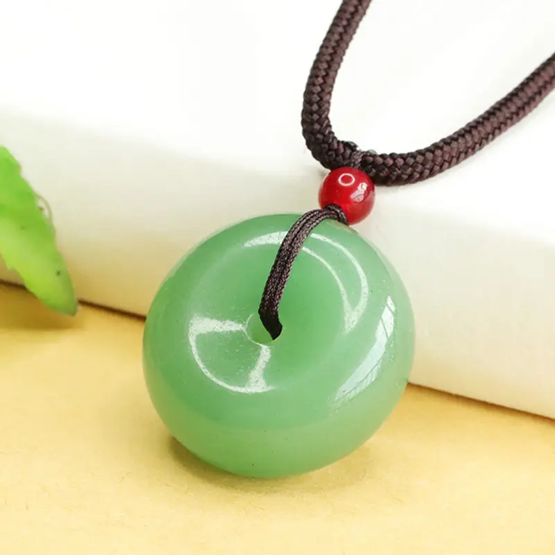 Green Jade Ping An Buckle Pendant Necklace
