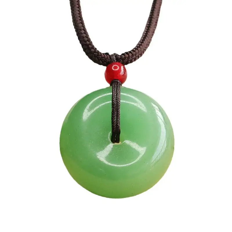 Green Jade Ping An Buckle Pendant Necklace