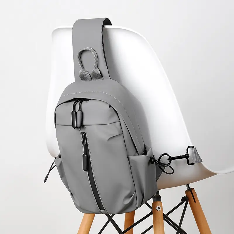 Men's Grey Crossbody Backpack with Adjustable Strap