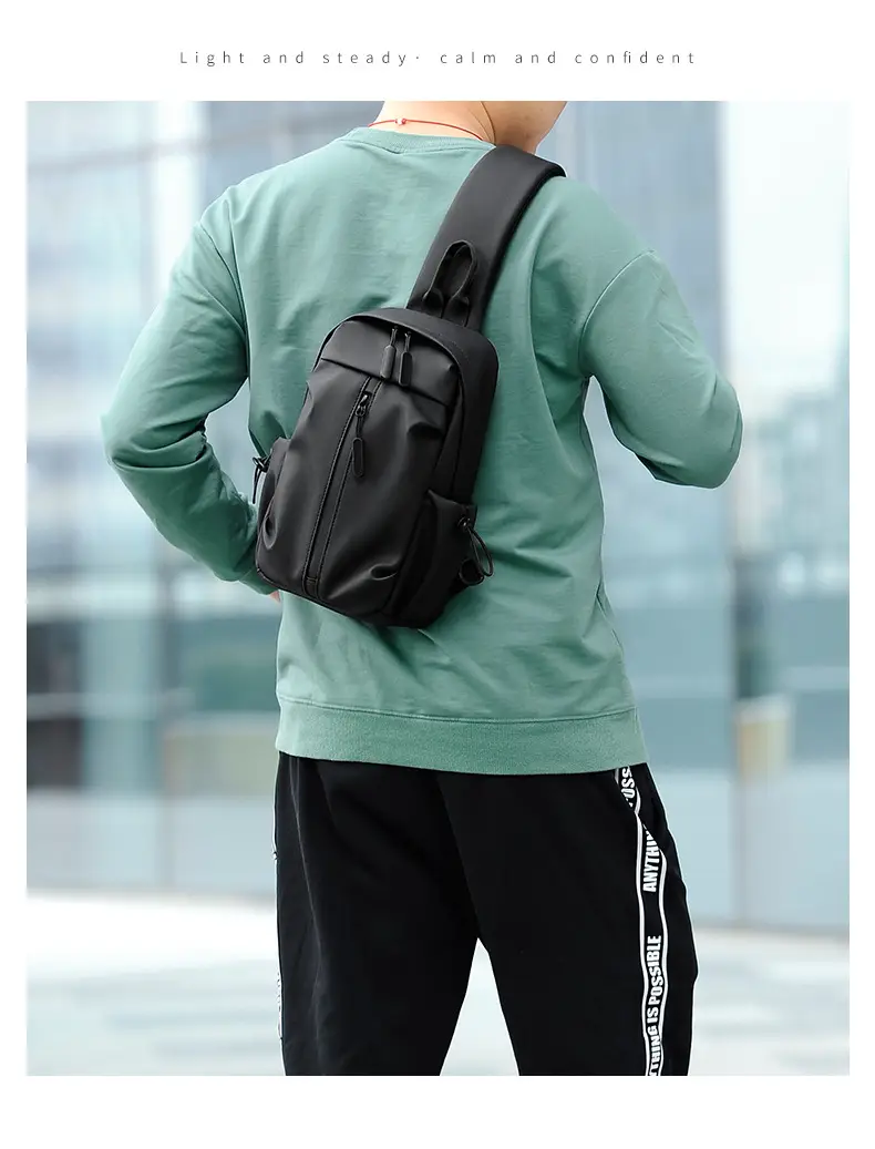 Men's Grey Crossbody Backpack with Adjustable Strap — feature 13
