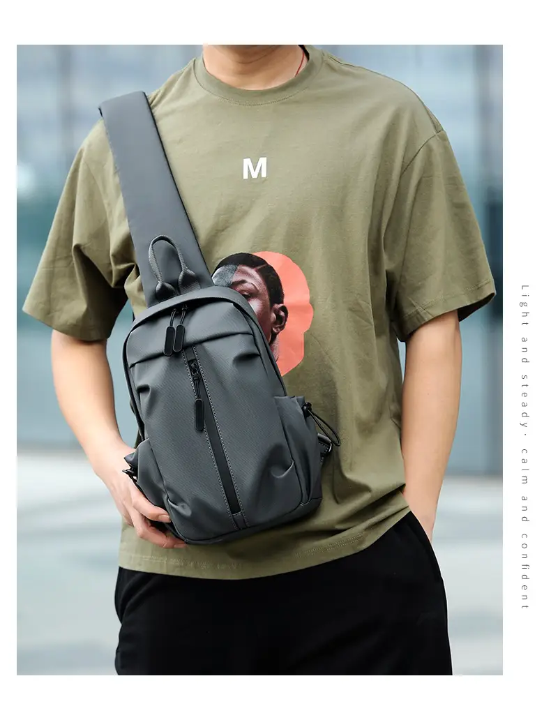 Men's Grey Crossbody Backpack with Adjustable Strap — feature 15