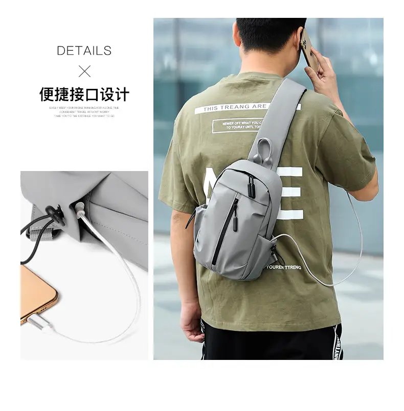 Men's Grey Crossbody Backpack with Adjustable Strap — feature 3