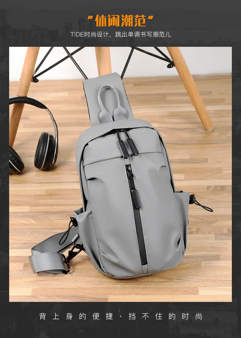Men's Grey Crossbody Backpack with Adjustable Strap — feature 4