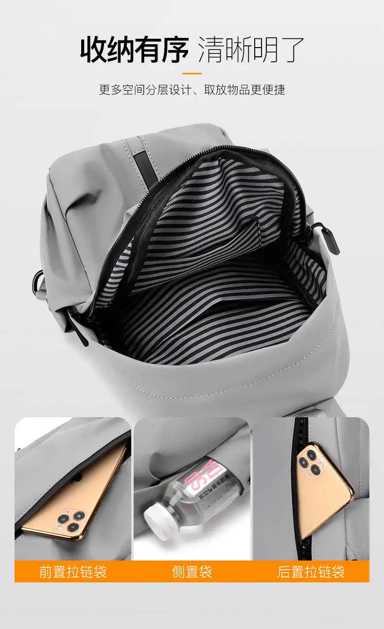 Men's Grey Crossbody Backpack with Adjustable Strap — feature 6