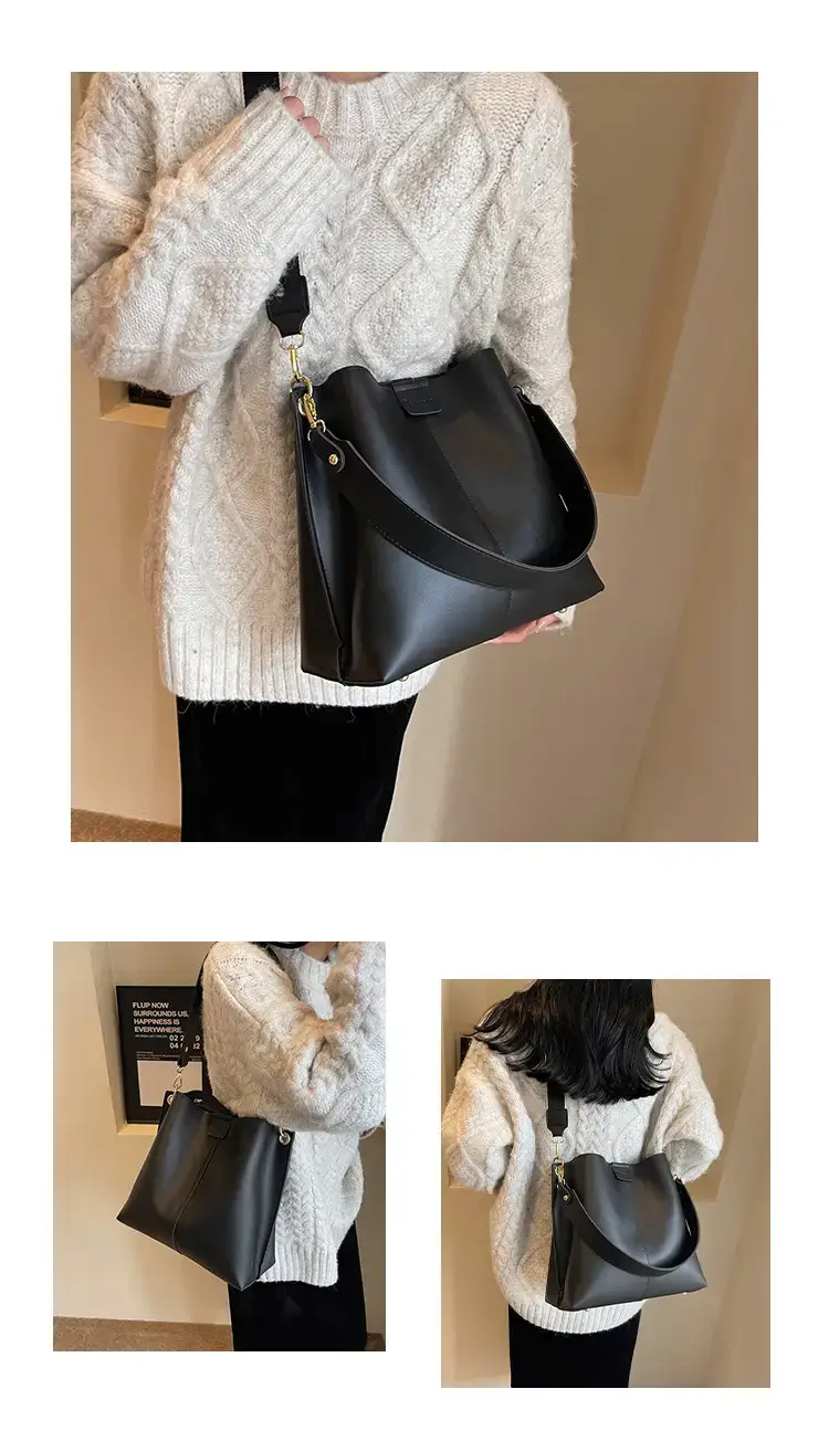 Women's Large Capacity Shoulder Bag Cream Brown Gold — feature 11