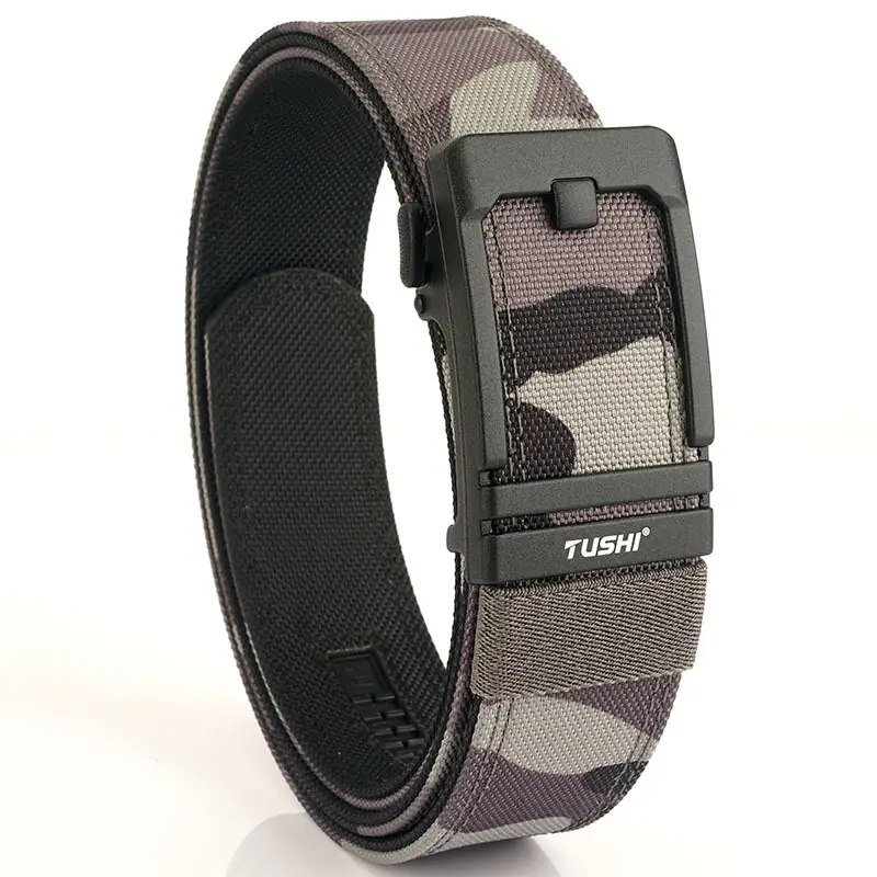 Tactical Automatic Buckle Belt for Men, Tan & Black Nylon, 3.8" Thick - Image 6