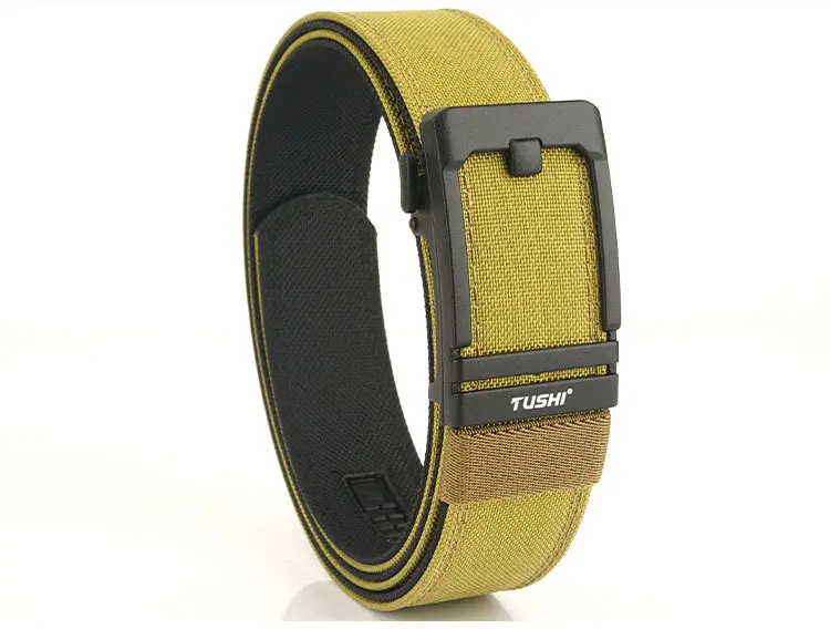 Tactical Automatic Buckle Belt for Men, Tan & Black Nylon, 3.8" Thick — feature 18