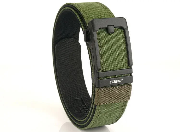 Tactical Automatic Buckle Belt for Men, Tan & Black Nylon, 3.8" Thick — feature 19