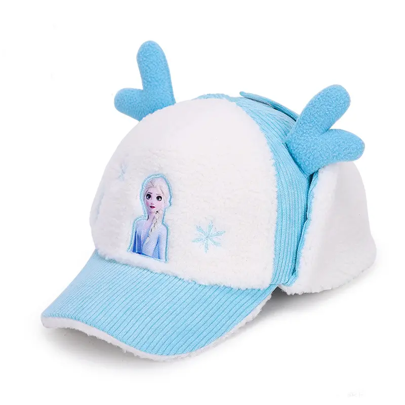 Elsa Frozen Kids Winter Plush Cap Blue White - Image 6