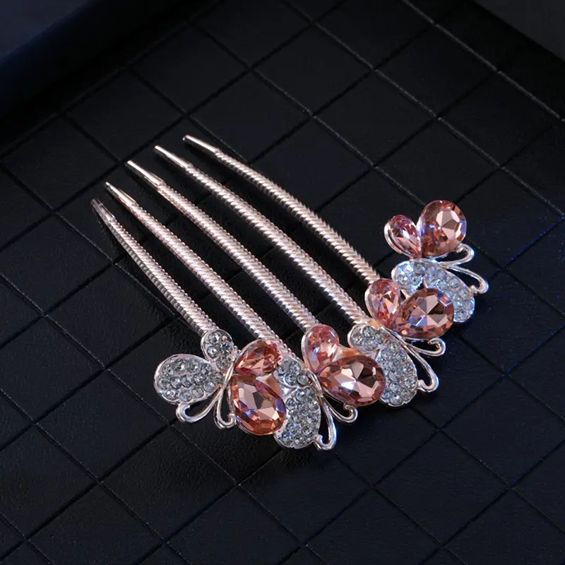 Korean Rhinestone Hair Comb with Crystal Flower Design - Image 11