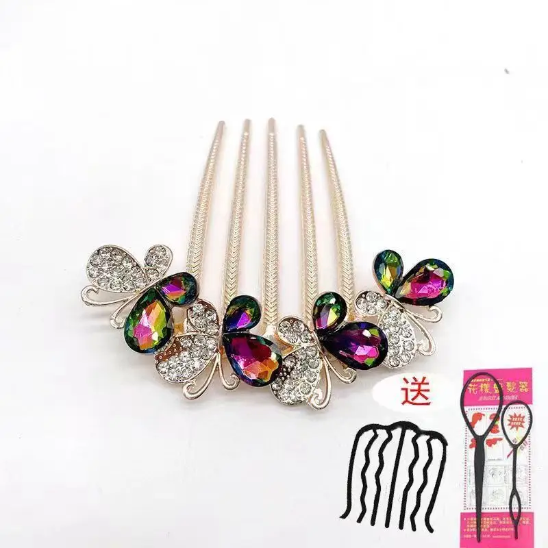 Korean Rhinestone Hair Comb with Crystal Flower Design - Image 13