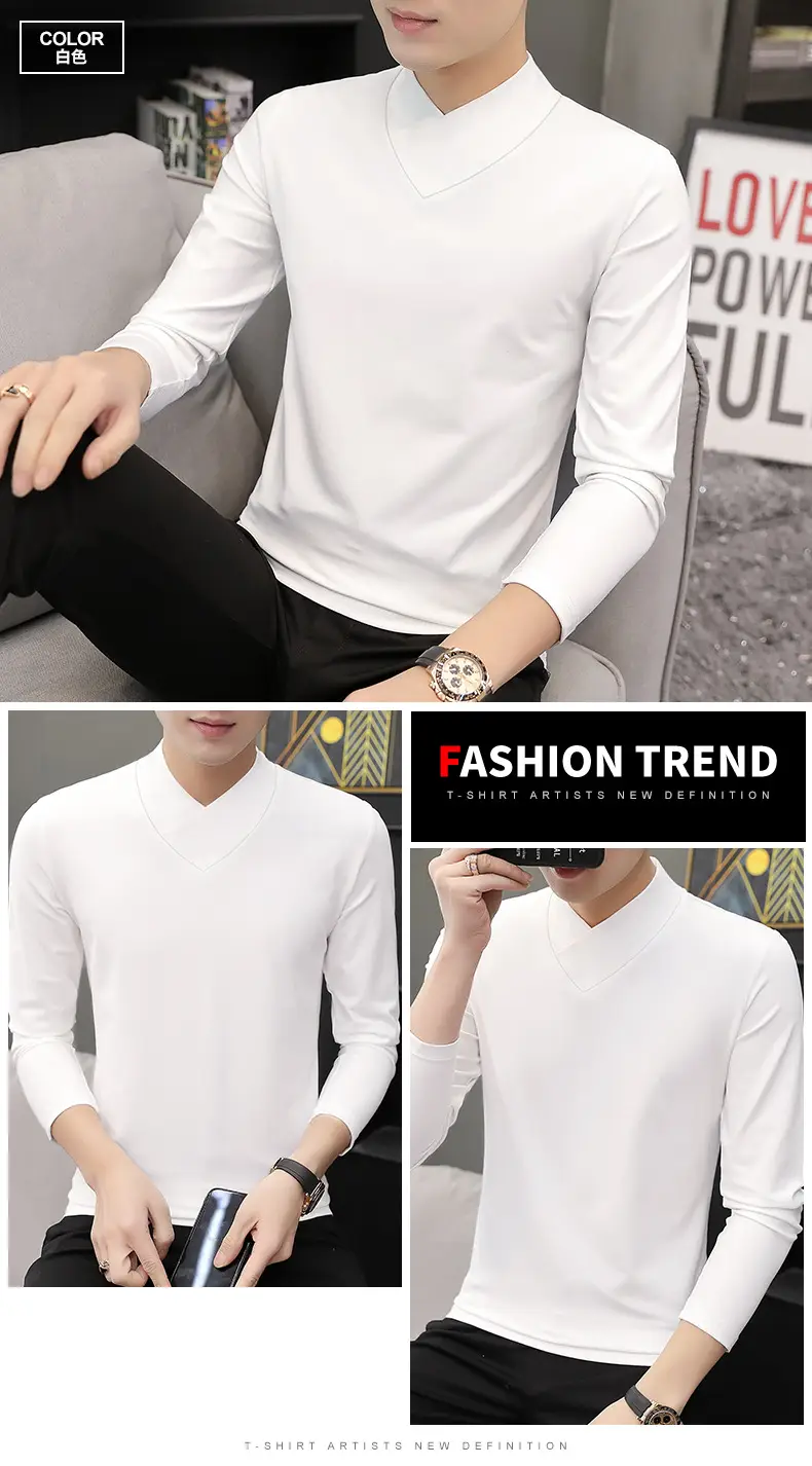 Men's Blue Fleece V-Neck T-Shirt Unstitched — feature 10