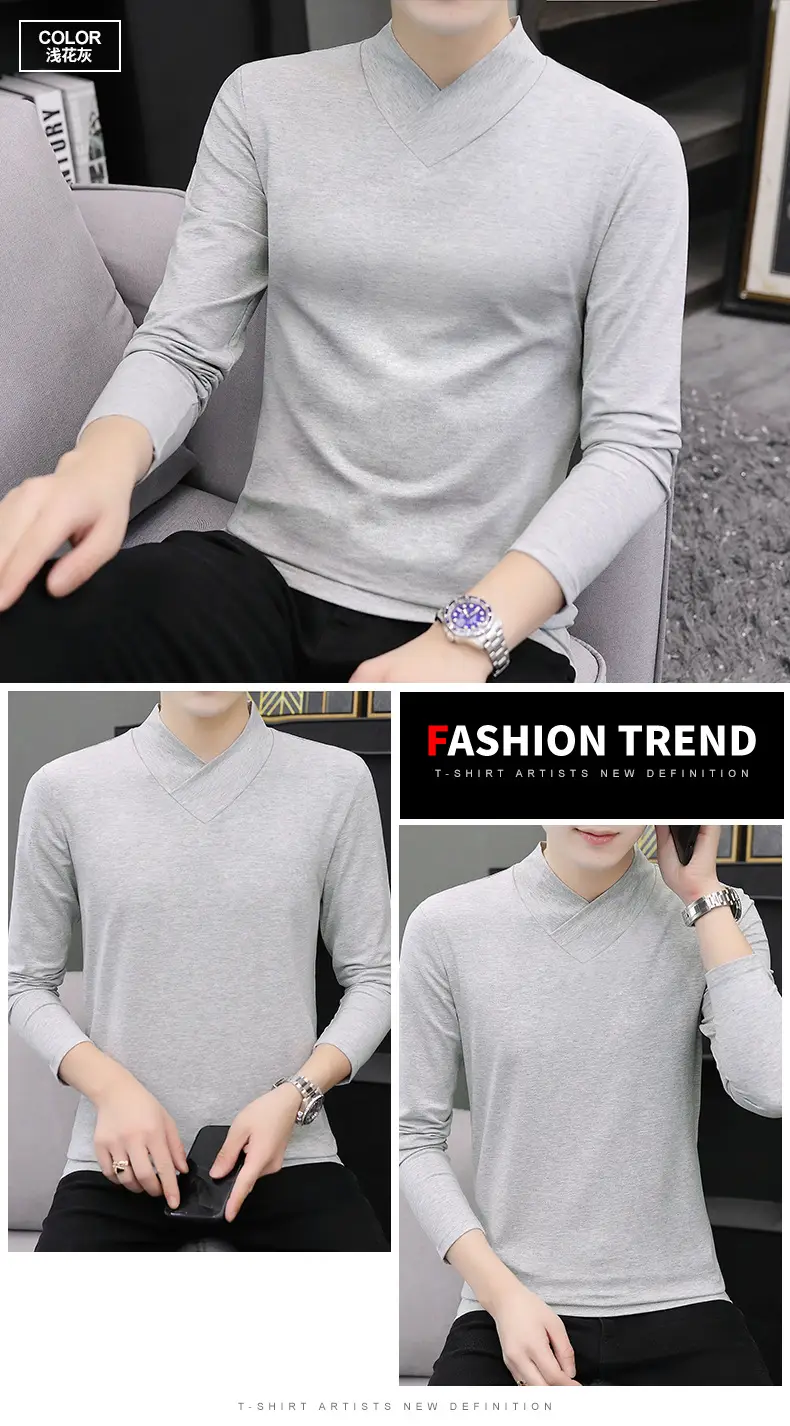 Men's Blue Fleece V-Neck T-Shirt Unstitched — feature 12