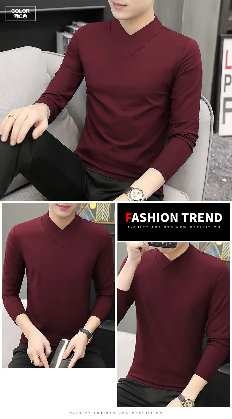 Men's Blue Fleece V-Neck T-Shirt Unstitched — feature 15