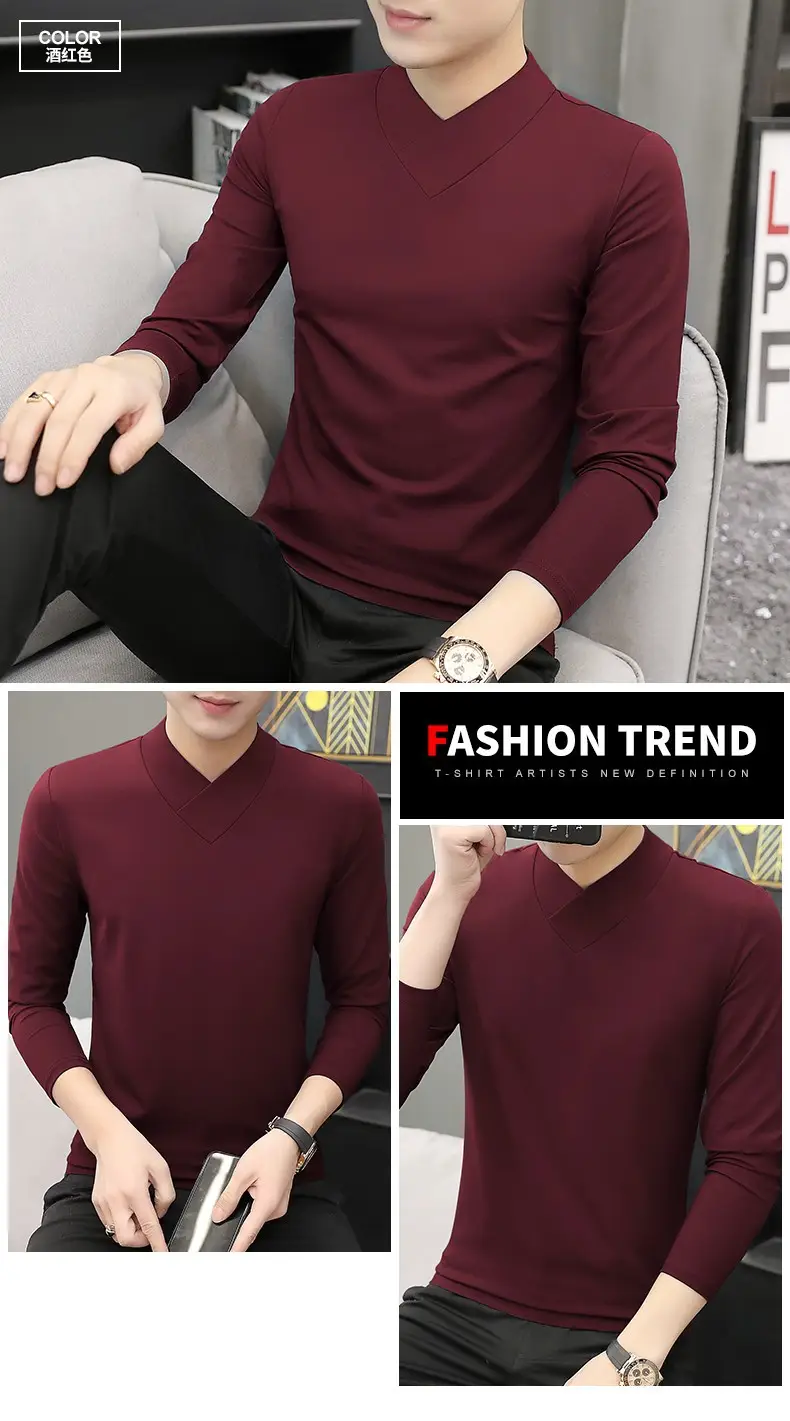 Men's Blue Fleece V-Neck T-Shirt Unstitched — feature 22