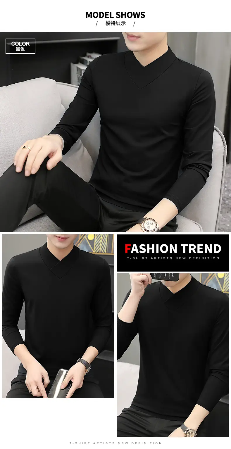 Men's Blue Fleece V-Neck T-Shirt Unstitched — feature 9