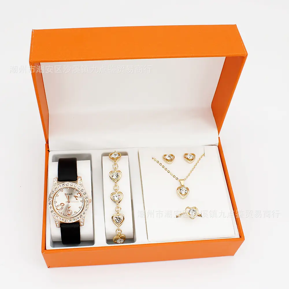 Women's Diamond-Embedded Bracelet Watch Set with Necklace — feature 8
