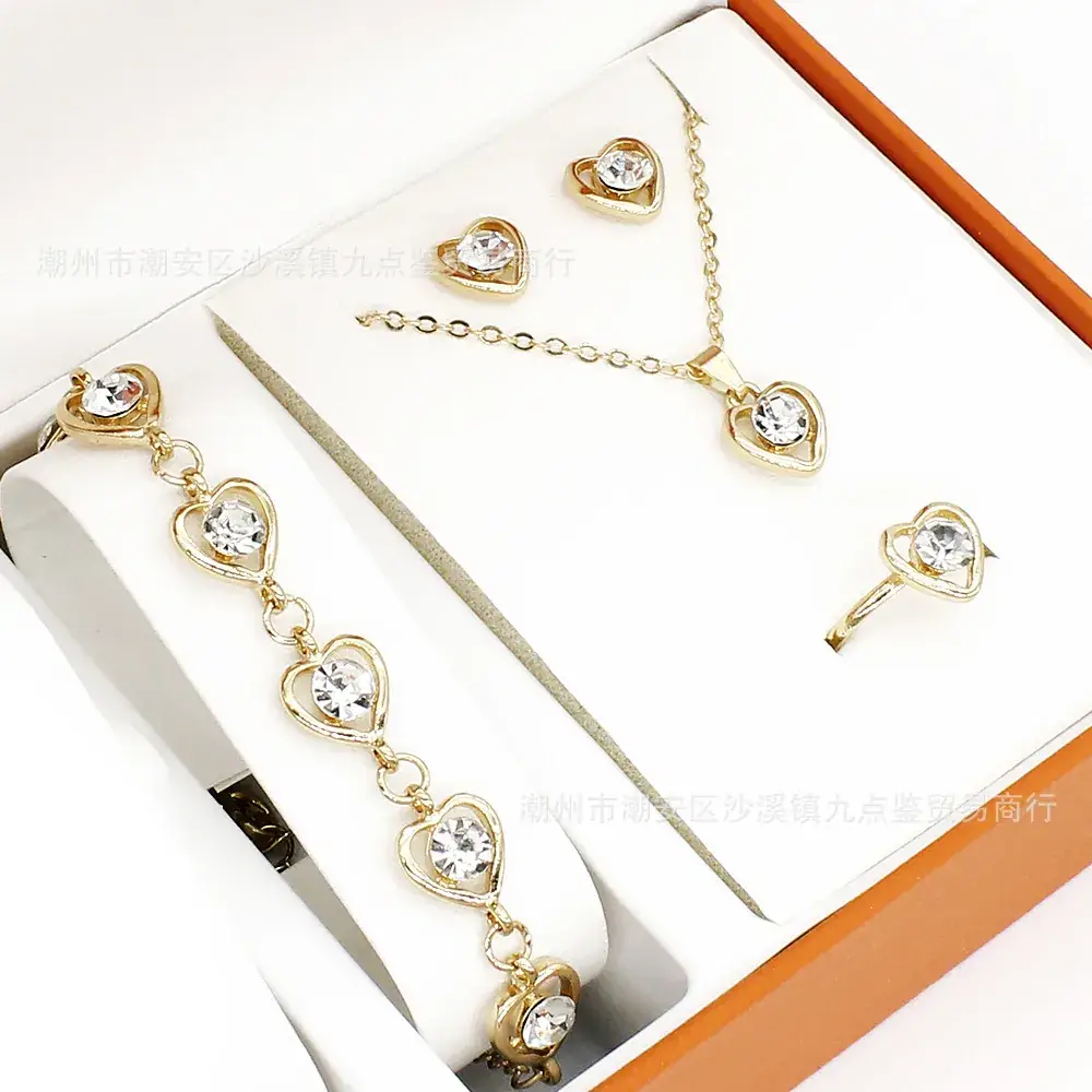 Women's Diamond-Embedded Bracelet Watch Set with Necklace - Image 4