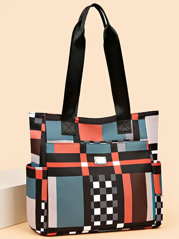 Women's 2023 New Fashion Plaid Tote Bag Oxford Cloth - Image 5